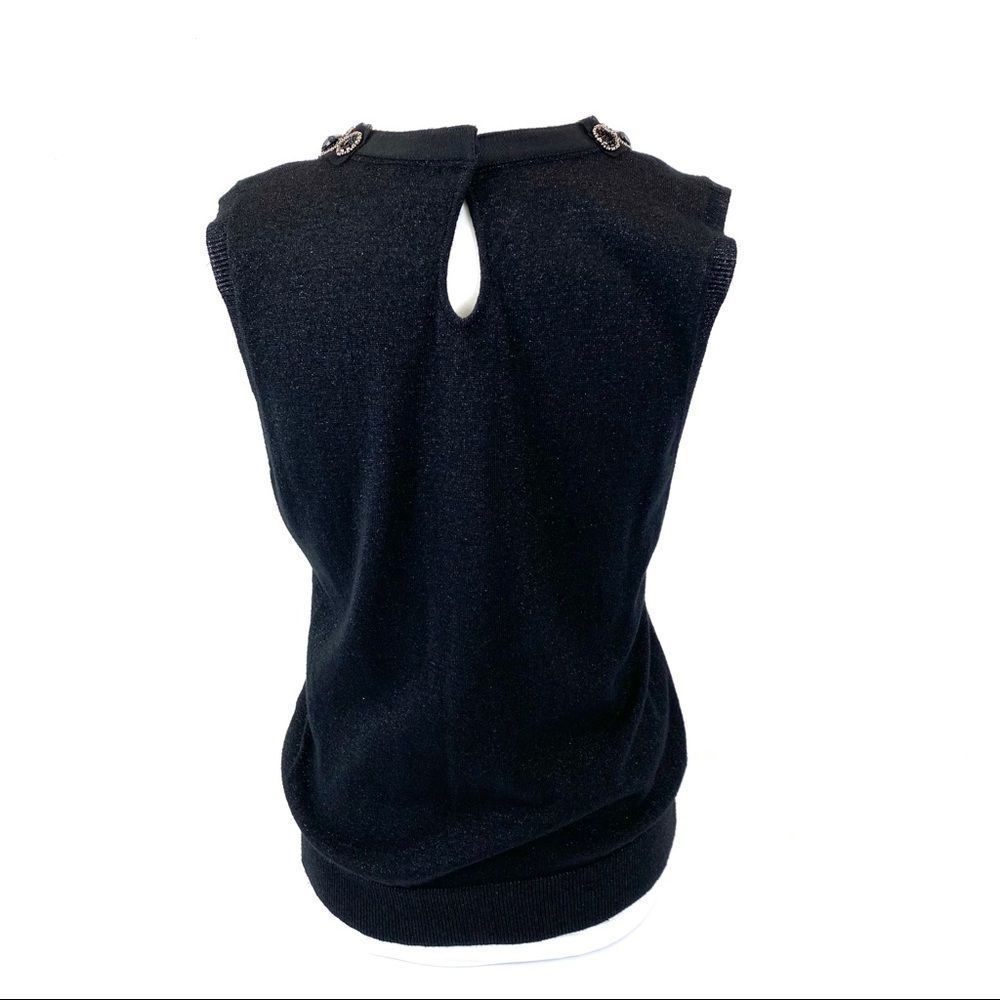 Jones NY black jeweled neck sleeveless sweater - M - Picture 7 of 12
